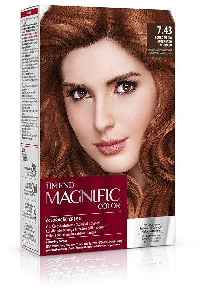 Amend Magnific Color 7.43 Louro Medio Acobreado Dourado 