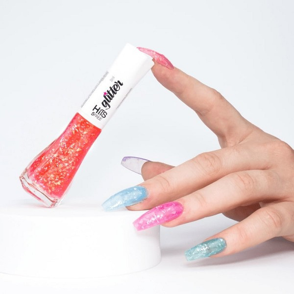 Hits Esmalte Glitter Jelly Strawberry 5 Free 8ml 