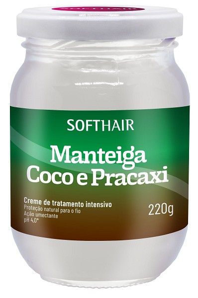 Softhair Manteiga Coco Pracaxi Creme Tratamento Intensivo 220g 