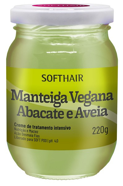 Softhair Manteiga Vegana Abacate E Aveia Creme Tratamento Intensivo 220g 
