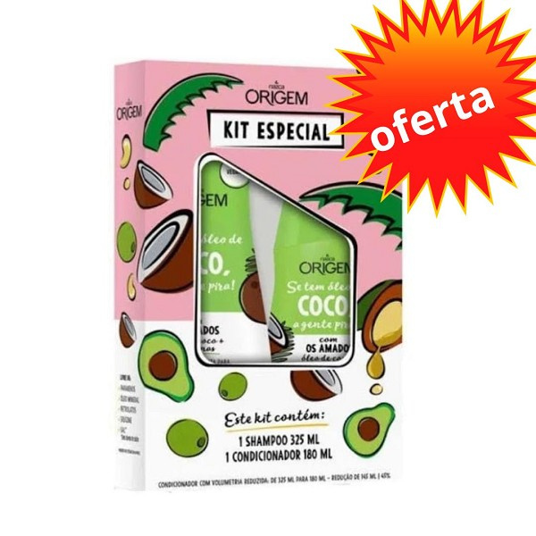 Origem Kit Shampoo E Condicionador Coco Pira 325+180ml 