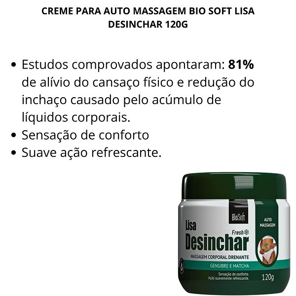 Bio Soft Lisa Creme De Massagem Desinchar 120g 