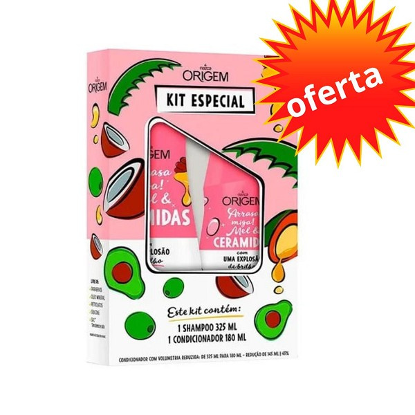 Origem Kit Shampoo E Condicionador Mel E Ceramidas 325+180ml 