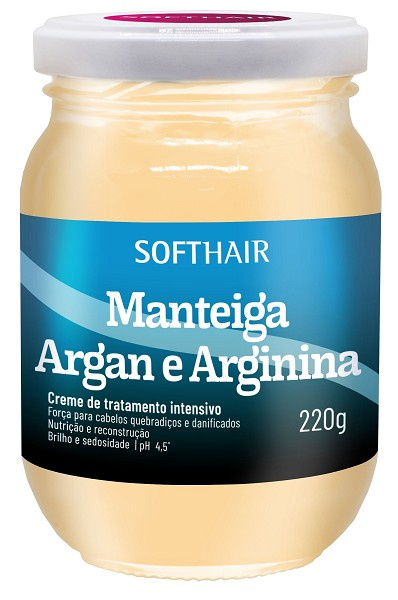 Softhair Manteiga Argan Arginina Creme Tratamento Intensivo 220g 