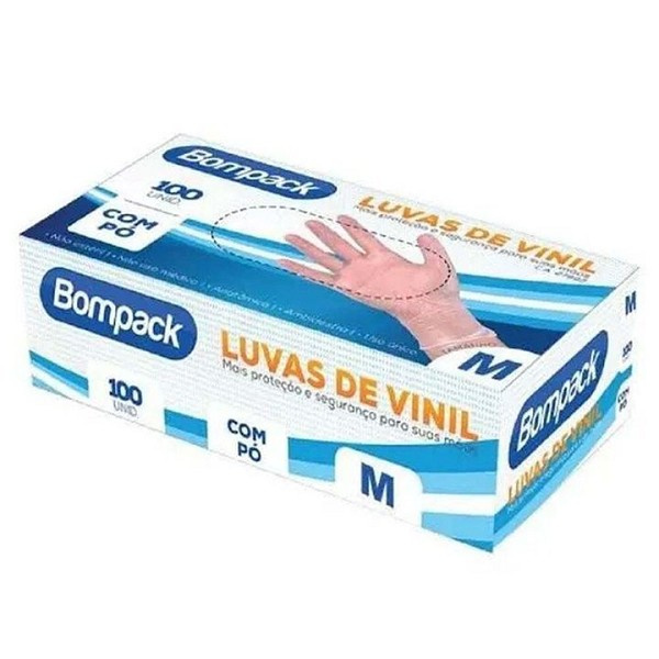 Bompack Luvas Vinil M Com Pó 