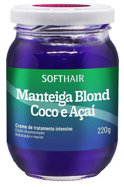 Softhair Manteiga Blond Coco Açai Creme Tratamento Intensivo 220g 