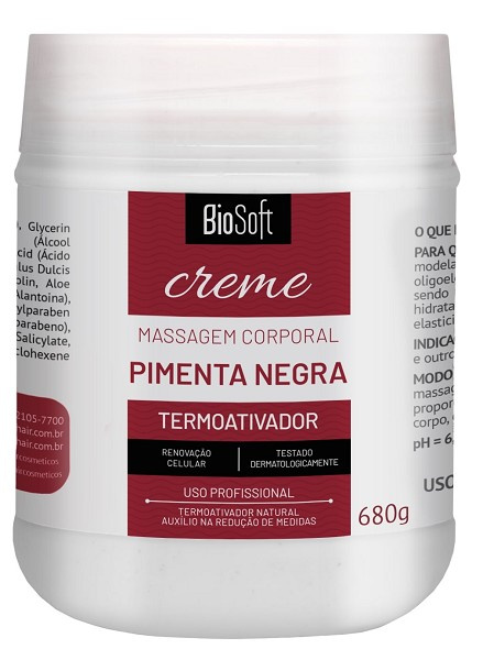 Bio Soft Creme Massagem Corporal Pimenta Negra 680g 