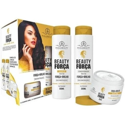 Phallebeauty Kit Beauty Forca Shampoo,condicionador E Mascara 