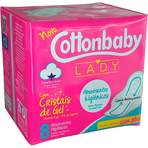 Cottonbaby Lady Absorventes Com Abas 8 Unidades 