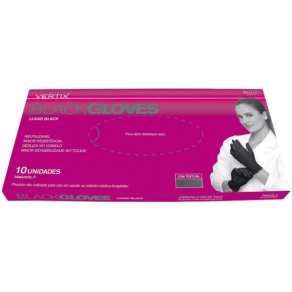 Vertix Luvas Latex Black Tamanho P Com 10 Unidades Ref:3219 
