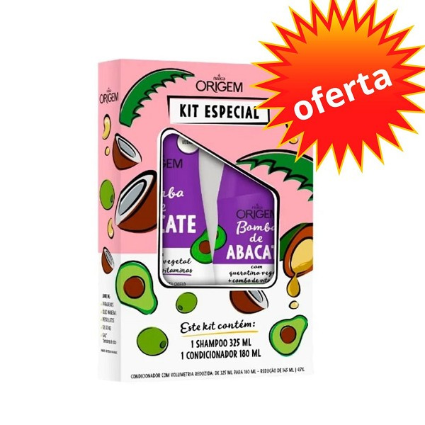 Origem Kit Shampoo E Condicionador Bomba De Abacate 325+180ml 