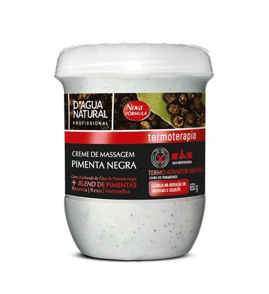 D'agua Natural Creme Massagem Pimenta Negra Termoterapia 650gr 