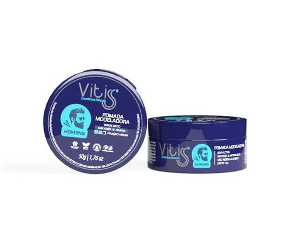 Vitis Homem Pomada Modeladora Toque Seco Fixacao Media 50g 