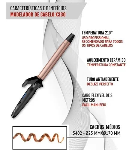 Vertix Modelador De Cabelos Cachos Medio 210°c 25mm 25x130 