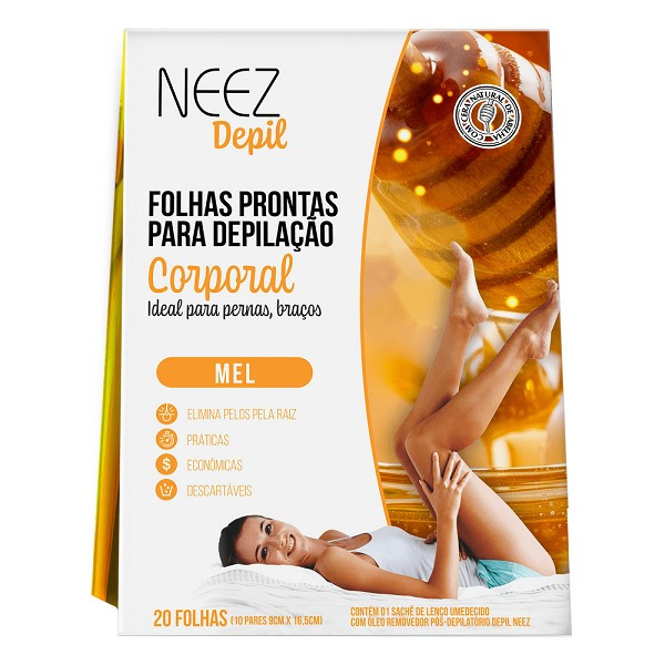 Neez Depil Folhas Prontas Corporal Mel C/20 Folhas 