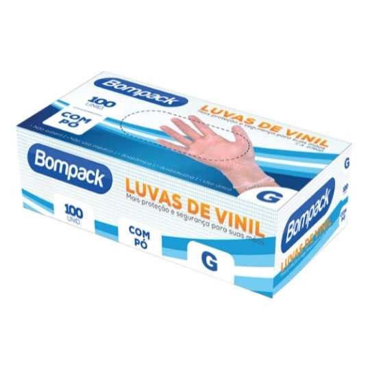 Bompack Luvas Vinil G Com Pó 