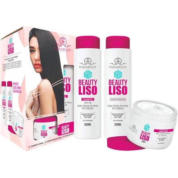 Phallebeauty Kit Beauty Liso Shampoo, Condicionador E Mascara 